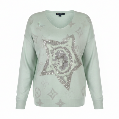 Sweater Spandex , escote V, con estrella brillante